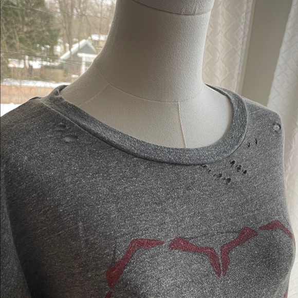 Lauren Moshi Distressed Gray High Heel Heart Print Women's Top Sweatshirt XS - Picture 6 of 10